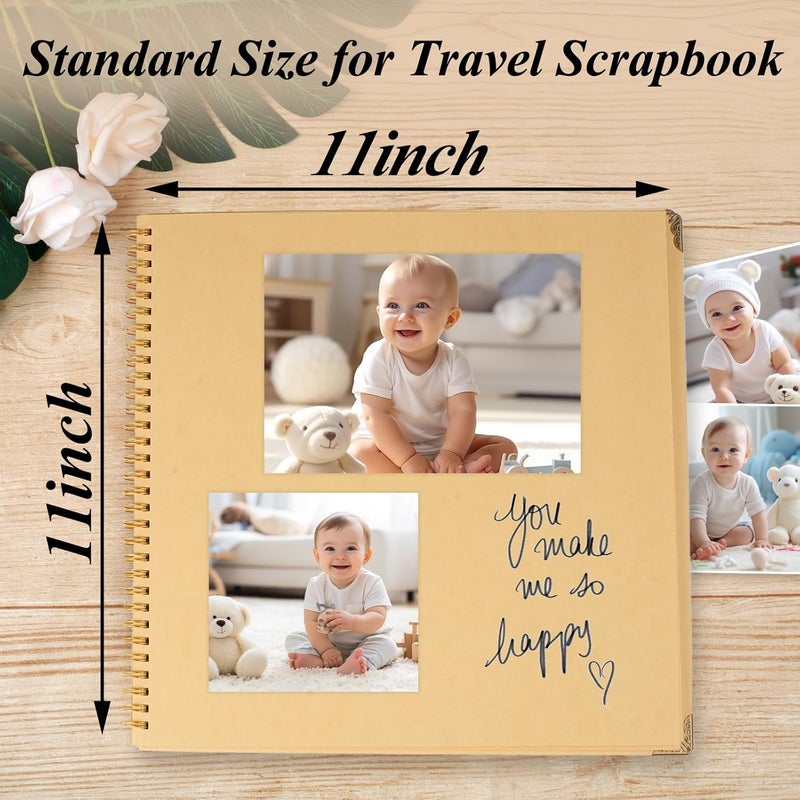 Joyberg Scrapbook 80 Pages, Scrapbooking Supplies 11 x 11 In, Scrapbook Album Suitable for Album Memory Book Wedding, Anniversary Family, DIY Craft Projects (Brown) - Image 3